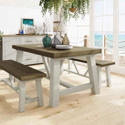 The Range 1.6M Solid Reclaimed Pine Truffle Dining Table Set - Truffle