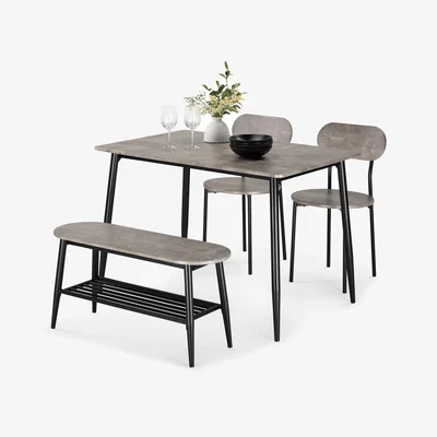 The Range Dining Room Set with Table and Chairs - Grey & Black