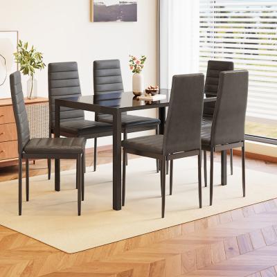 The Range Tempered Glass Dining Table Set - Black