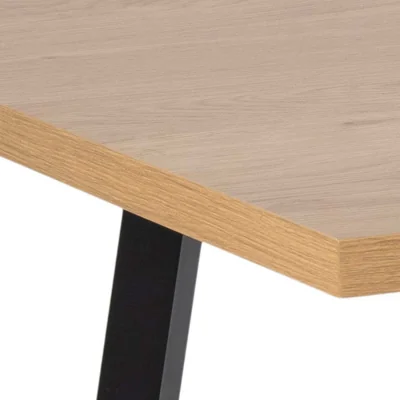 The Range Wellington Dining Set - Natural Oak-Effect Rectangular Table with 4 Light Grey Chairs - Natural and Black