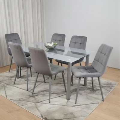 The Range Dining Table and 6 Chairs Modern Table With 6 Chairs Dining Room Furniture - Grey