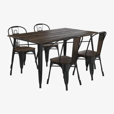 The Range BLK FUSION RECTANGULAR DINING TABLE and 4 CHAIRS SET - Black