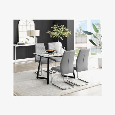 The Range Carson White Marble Effect Dining Table and 4 Lorenzo Chairs - Grey
