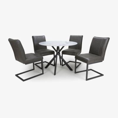The Range Avesta Table and 4 Archer Grey Dining Chairs - Grey