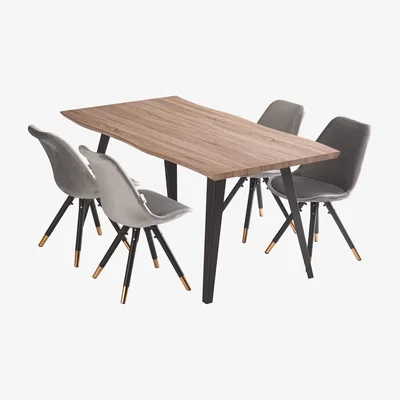 The Range Sofia Rocco LUX Dining Set with a Table and Chairs Set of 4 - Dark Grey