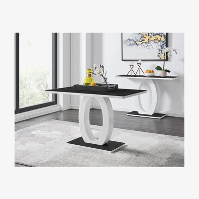 The Range Giovani 4 Black White High Gloss Glass Dining Table - Black