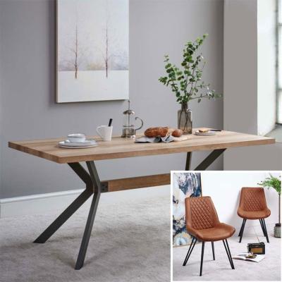The Range Kamala Dining Table 180cm  6 Finnick Dining Chairs - Tan