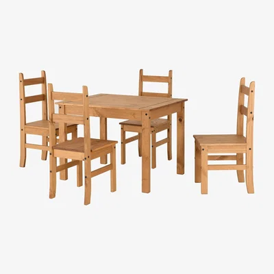 The Range Corona Dining Set table and four chairs - distressed waxed pine