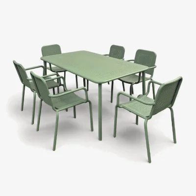 The Range Porto 6 Seater Dining Set in Moss - Moss