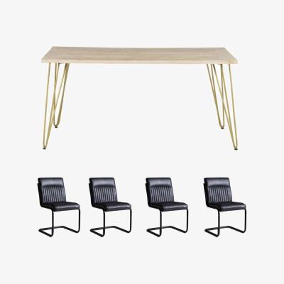 The Range Dallas Light Mango Wooden Rectangular Dining Table Set With 4 Chairs - Light Wood