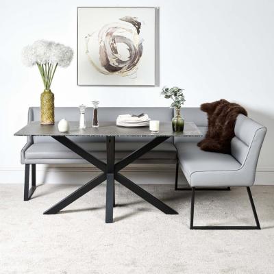 The Range Eastcote Black 150cm Dining Table  Paulo Corner Bench - Grey