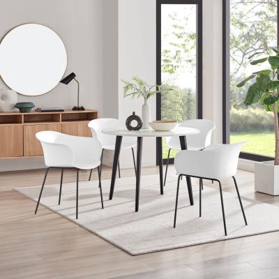 The Range Koko White Melamine Round Dining Table And 4 Harper Black Leg Chairs - White
