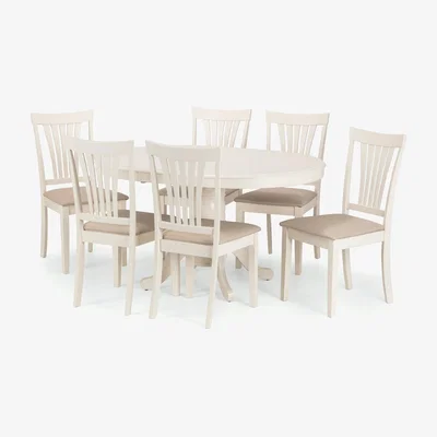 The Range Stanmore Table and Chairs Set - White / 1 Table and 6 Chairs