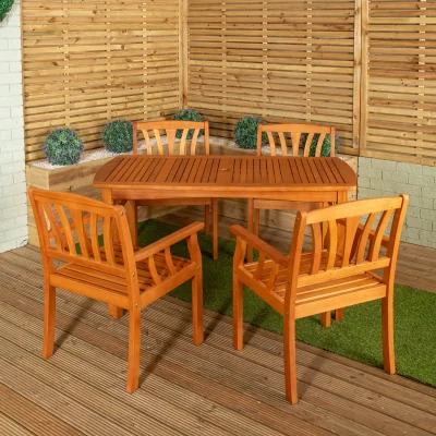 The Range 4 Person Rectangular Wooden Dining Table and Chairs Set - Brown