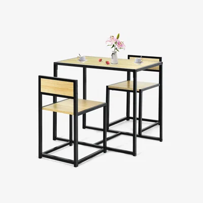 The Range 3 Piece Dining Set-Natural - Natural