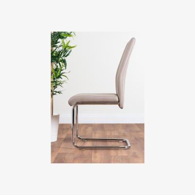 The Range Palma Black Semi Gloss Round Dining Table and 4 Lorenzo Chairs - Cappuccino