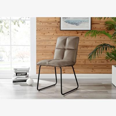The Range Adley White High Gloss Storage Dining Table and 4 Menen Chairs - Taupe
