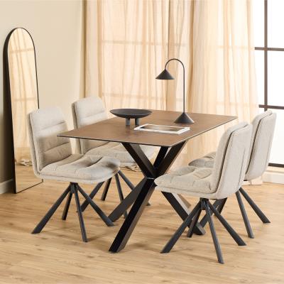 The Range Heaven Dining Table and Dean Chair Set - Rusty Brown