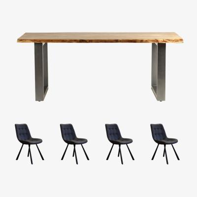 The Range Natural Medium Dining Table Set With 4 Chairs - Natural Wood