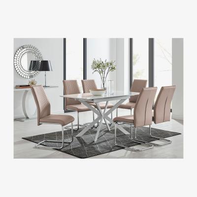 The Range LIRA 120 Extending Kitchen Dining Table and 6 Lorenzo Chairs - Cappuccino