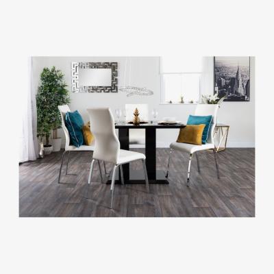 The Range Imperia 4 Modern Black High Gloss Dining Table and 4 Luxury Andora Chairs Set - White