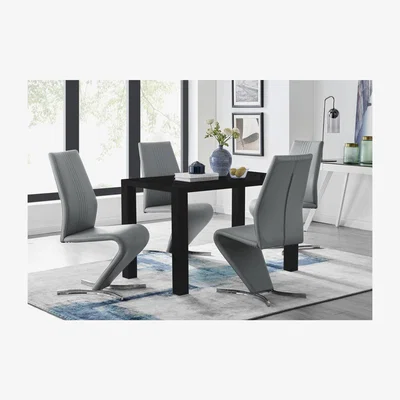 The Range Pivero Dining Table and 4 Willow Chairs Set - Grey