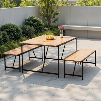 The Range 2-Piece Wooden Dining Table Set - Natural