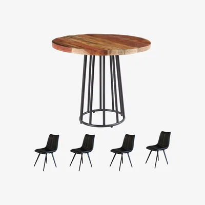 The Range Reclaimed Boat Wooden Small Square Dining Table Set With 4 Chairs - Multicolour