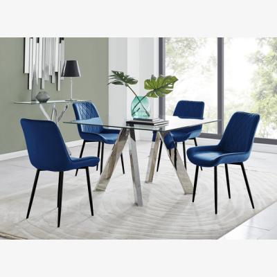 The Range Lugano Square Dining Table And 4 Pesaro Black Leg Chairs - Navy