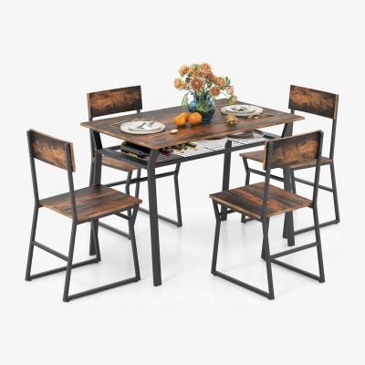 The Range 5 Piece Industrial Kitchen Dining Table Set - Brown
