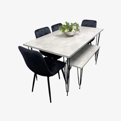 The Range Iron Stone Grey Dining Table Set of 6 - Grey