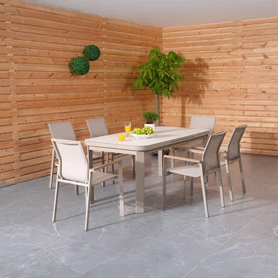 The Range Charlotte Extension Dining Table Set - Beige