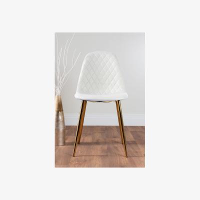 The Range Novara White Marble Effect Gold Leg 120cm Dining Table  4 Corona Gold Leg Chairs - White