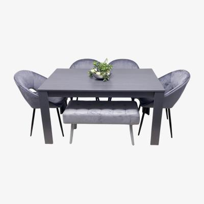 The Range Rectangular Wooden Dining Table Set - Grey