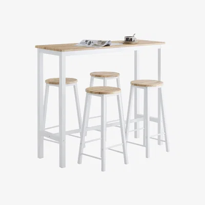 The Range Bar Furniture Dining Set-1 Bar Table and 4 Stools - White
