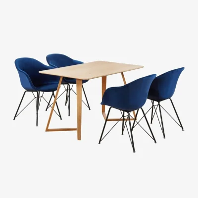 The Range Valentina Dallas Dining Set Includes a Table and Set of 4 Chairs - Blue