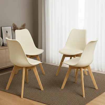 The Range Kosy Koala Dark Grey Dining Table Set with 4 Cream Dining Chairs - Grey
