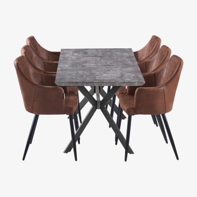 The Range Zarah Blaze LUX Dining Set with a Table and 6 Dining Chairs - Brown