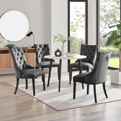 The Range Koko White Melamine Round Dining Table And 4 Belgravia Black Leg Chairs - Black