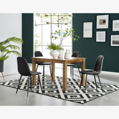 The Range Anders Honey Wood Dining Table and 4 Corona Black Leg Chairs - Black
