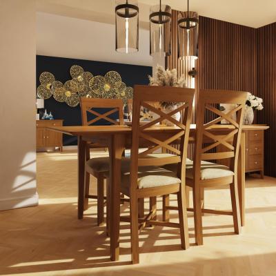 The Range Natural Oak 1.2M Extending Dining Table Set With 4 Cross Back Chairs - Natural Oak
