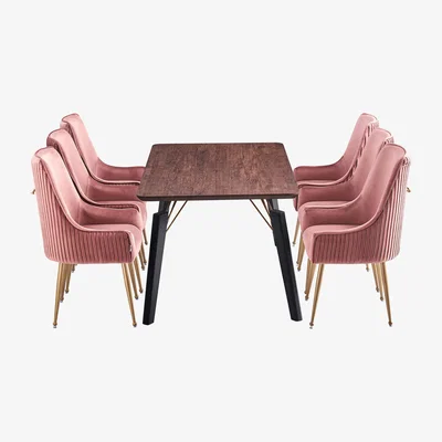 The Range Soho Cosmo LUX Dining Set with a Table and Chair Set of 6 - Pink