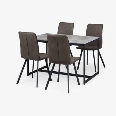 The Range Staten Table and Monroe Chairs Set - Grey