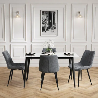 The Range Luna Marble Effect Dining Set - Grey, White, and Black