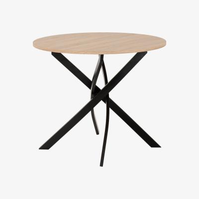 The Range Sheldon Round Wooden Table Dining Set - Burnt Orange Velvet