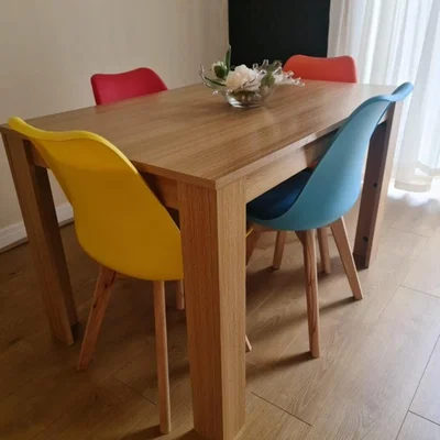 The Range Kosy Koala Wooden Oak Dining Table and 4 Colourful Chairs Set