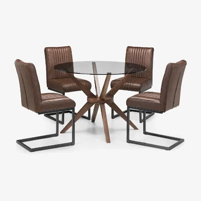 The Range Chelsea 120cm Table and Brooklyn Chairs Set - Brown