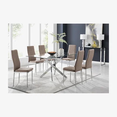 The Range Leonardo Dining Table and 6 Milan Chairs Dining Set - Yellow