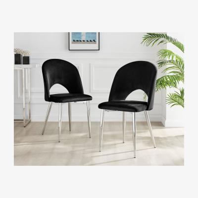 The Range Kylo White High Gloss Dining Table and 4 Arlon Silver Leg Chairs - Black