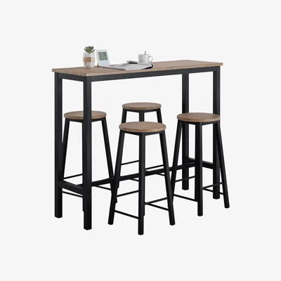 The Range Bar Set- Bar Table and 4 Stools - Black
